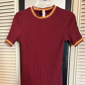 American Apparel Maroon Thick Ribbed Crew Neck Maroon Dress Medium